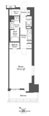 WORVE横浜伊勢佐木町(1K/14階)の間取り写真