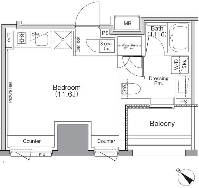 ザ・パークハビオSOHO横浜関内(ワンルーム/2階)の間取り写真