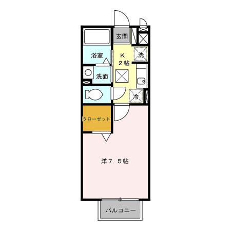 ディアコート城山(1K/1階)の間取り写真