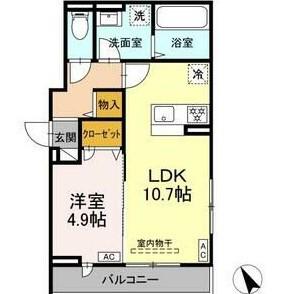リベラマーロⅤ(1LDK/2階)の間取り写真