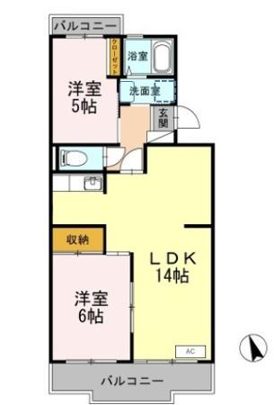 ハビテーションWADA(2LDK/3階)の間取り写真