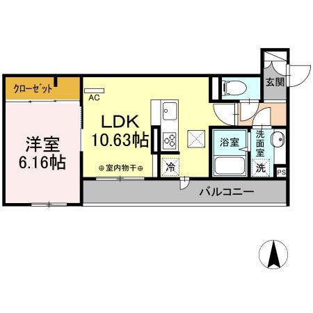アフロディア(1LDK/1階)の間取り写真