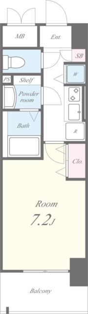 ベルヌーブラビ(1K/8階)の間取り写真