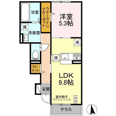 アルモニー戸室(1LDK/1階)の間取り写真