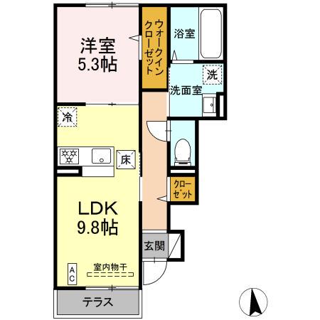 アルモニー戸室(1LDK/1階)の間取り写真