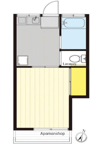 三ツ沢ハイツ(1K/2階)の間取り写真