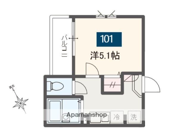 MELDIA相武台前(1K/1階)の間取り写真