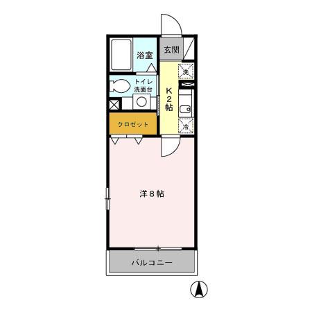 リビエール野川(1K/2階)の間取り写真