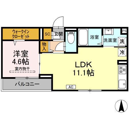 D PAINA松見町(1LDK/2階)の間取り写真