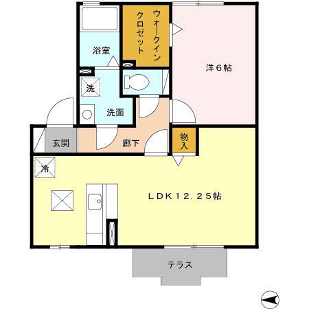 エスペランサB(1LDK/1階)の間取り写真