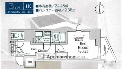 ルフレプレミアム横浜リーヴァ(1K/10階)の間取り写真