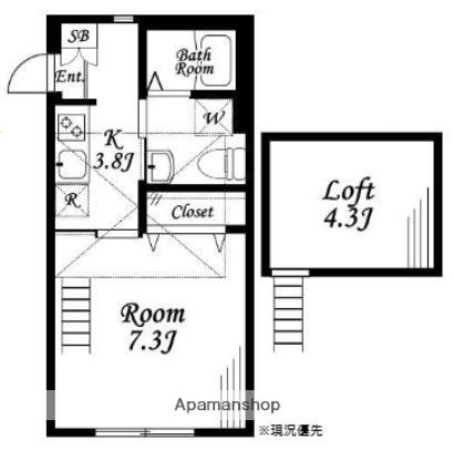 BEAMSPINE(1K/2階)の間取り写真
