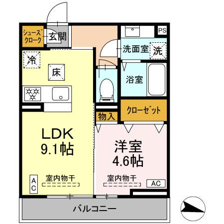 レンブランサ湘南台(1LDK/1階)の間取り写真