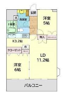 深見台レジデンス 第2(2LDK/2階)の間取り写真