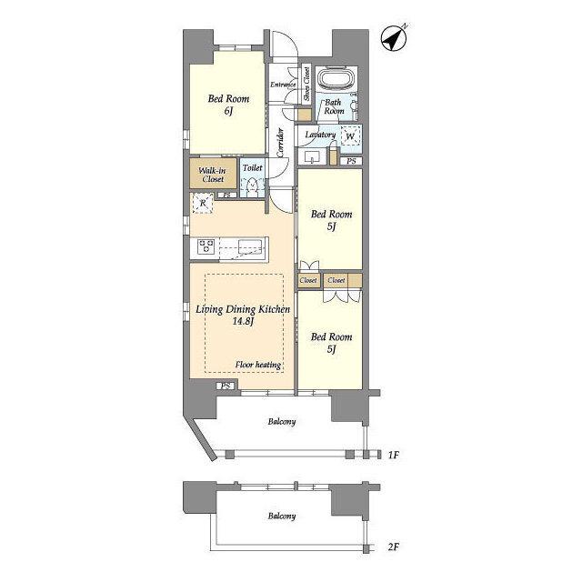 横須賀中央レジデンス(3LDK/3階)の間取り写真