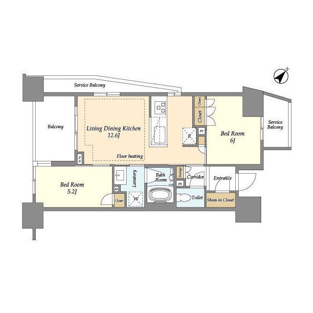 横須賀中央レジデンス(2LDK/7階)の間取り写真