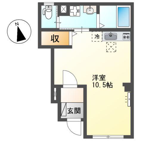 ホクレア(ワンルーム/1階)の間取り写真