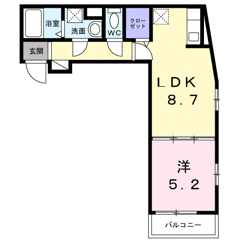 オーレヴィア(1LDK/2階)の間取り写真