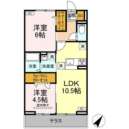 D-PAINA 笹下(2LDK/1階)の間取り写真