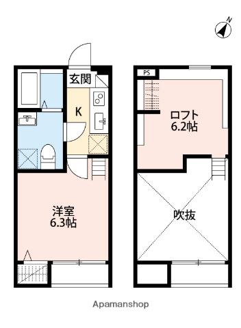 CERISIER 相模が丘(1K/1階)の間取り写真