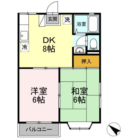 サンハイツパート3(2DK/2階)の間取り写真