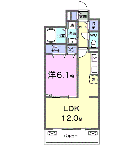 グランツ ヴァルト(1LDK/2階)の間取り写真