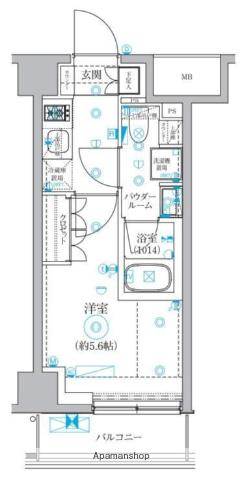 セジョリ横浜ウエストⅡ(1K/6階)の間取り写真