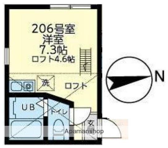 ユナイト横浜カッシーナ(ワンルーム/2階)の間取り写真