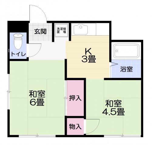 岸二軒長屋Ｂ(2K)の間取り写真