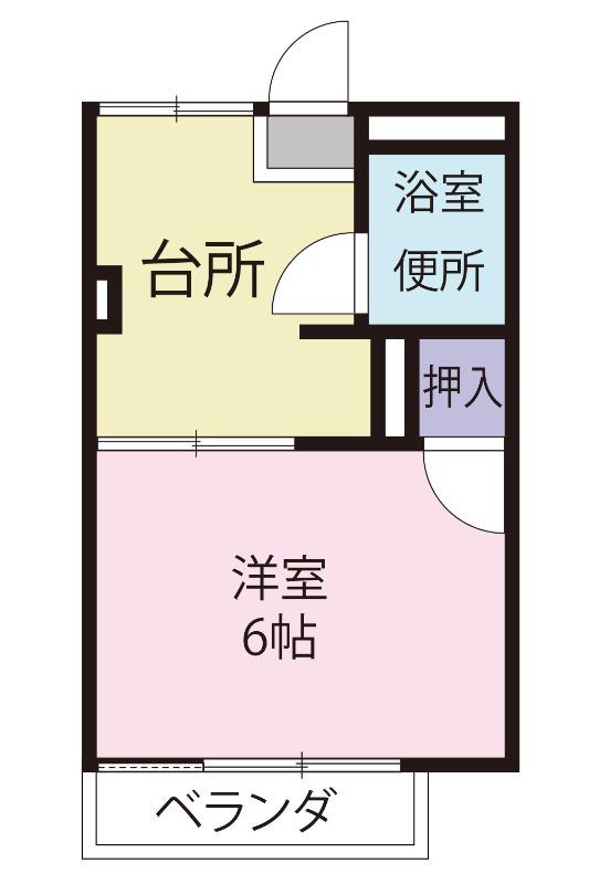 慶應フジビューハイツ(1DK/2階)の間取り写真