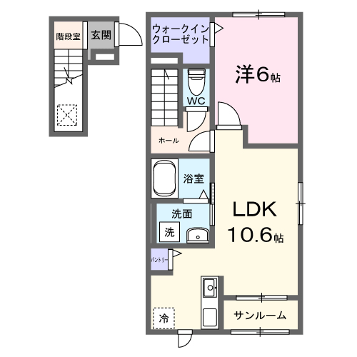 ファンシー・ココ(1LDK/2階)の間取り写真