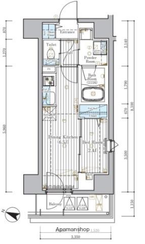 ミライズ横濱サウスレジデンス(1DK/2階)の間取り写真