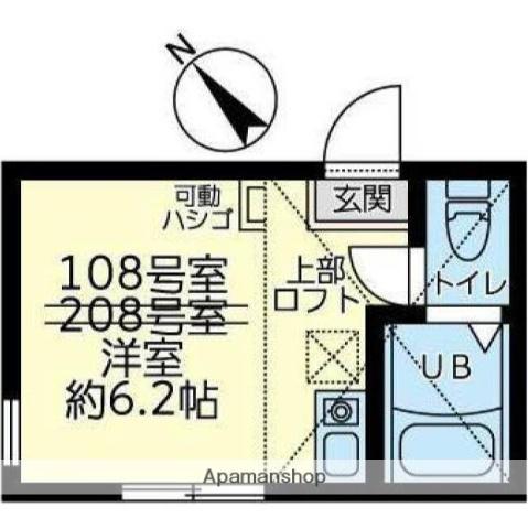 ユナイト四谷フォンターナ(ワンルーム/1階)の間取り写真