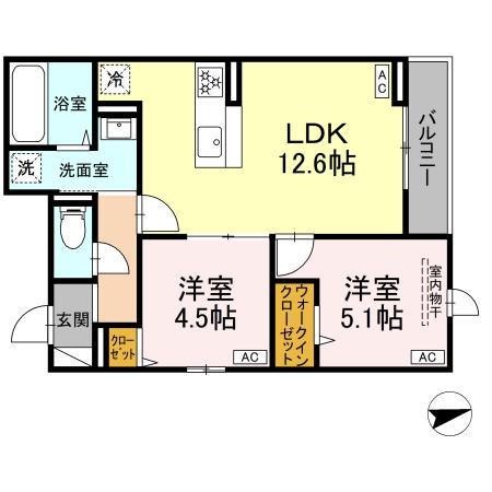 D PAINA EGAWA I(2LDK/2階)の間取り写真