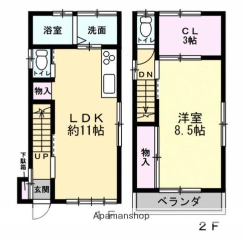 相模鉄道相鉄新横浜 西谷駅 徒歩18分 2階建 築56年(1SDK)の間取り写真