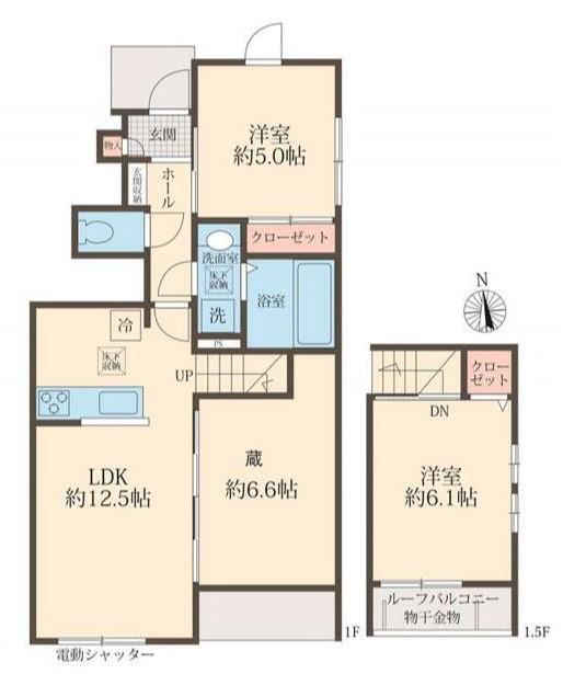 COLORS WING-B(2LDK/1階)の間取り写真