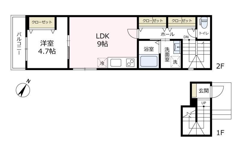 メゾンドカメリア(1LDK/2階)の間取り写真