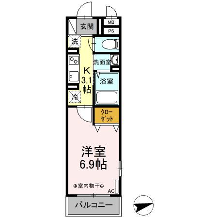 レジデンス鎌倉(1K/3階)の間取り写真