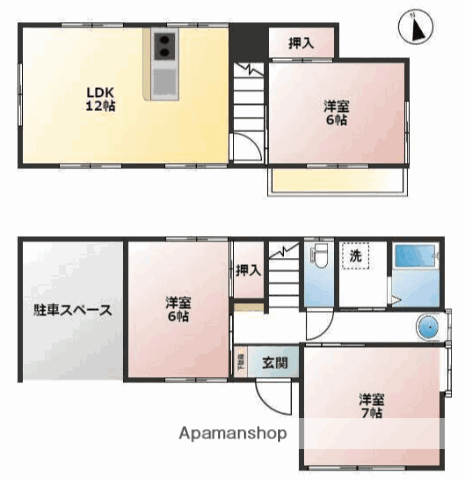 小田急電鉄小田原線 伊勢原駅 バス乗車時間：14分 みどりが丘バス停で下車 徒歩3分 2階建 築49年(3LDK)の間取り写真