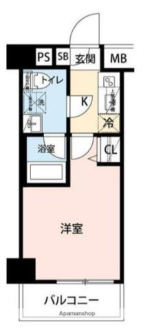 マイナビSTAYヴェール武蔵中原(1K/6階)の間取り写真