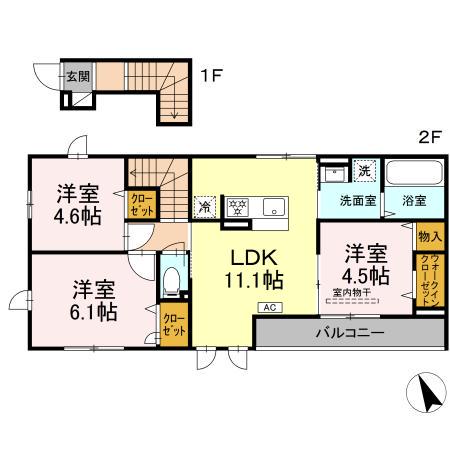 シャルマンいずみ(3LDK/2階)の間取り写真