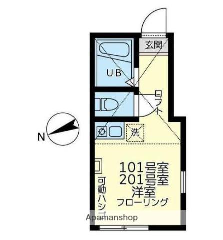 ユナイト白楽ティアーモ(ワンルーム/1階)の間取り写真