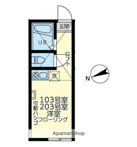 ユナイト白楽ティアーモ(ワンルーム/2階)の間取り写真