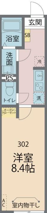 カインドネス本厚木南町(1K/3階)の間取り写真