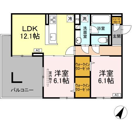 フェリーチェ(2LDK/3階)の間取り写真