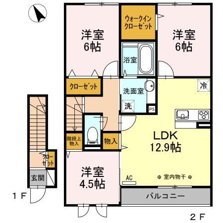 アウローラスズキ(3LDK/2階)の間取り写真
