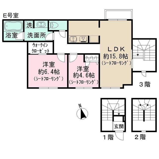 （仮称）川崎市幸区東古市場計画(2LDK)の間取り写真