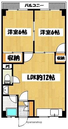 根岸マンション(2LDK/3階)の間取り写真