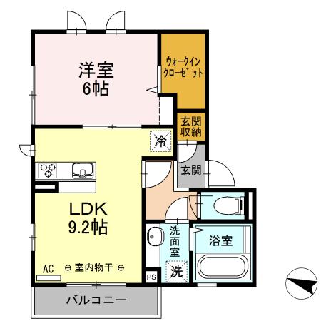 グレイスさくら(1LDK/3階)の間取り写真