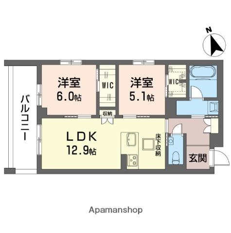 コン・フィオ—レ(2LDK/1階)の間取り写真